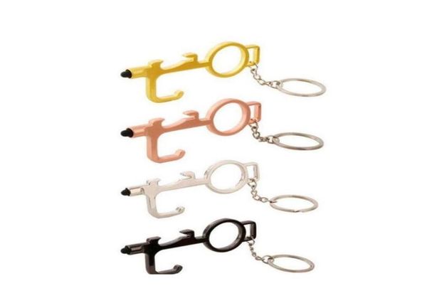

hands door opener keychain safety contactless door opener no touch door opener press elevator tool multifunctional isolation crpey7678200, Silver