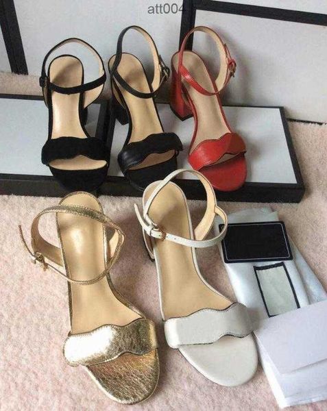 

designer sandal luxury high heels leather dress wedding shoes double letters heel ladies mid-heel''gg'', Black