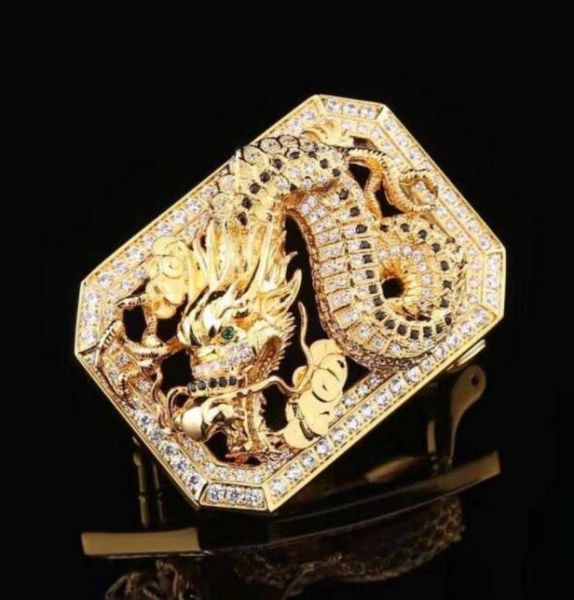 

dragon design stainless steel full diamond smooth buckle for men 3738cm waist belt leather belt buckle waist band buckle8806426, Slivery;black