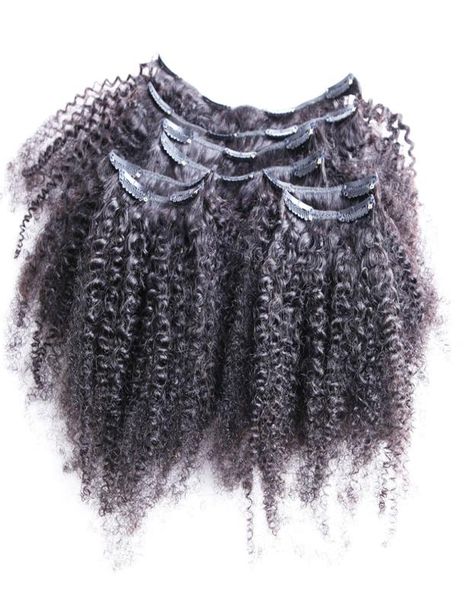 

8pcsset afro kinky curly wave human hair clip in hair extensions 10quot24quot natural color 100gset clip in human hair exte1961900, Black;brown