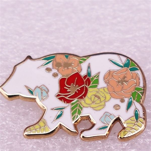

christmas day gift jackets backpack decor metal badge fashion popular pin brooch cute bear with flower pattern plated gold art jewelry ba15, Blue
