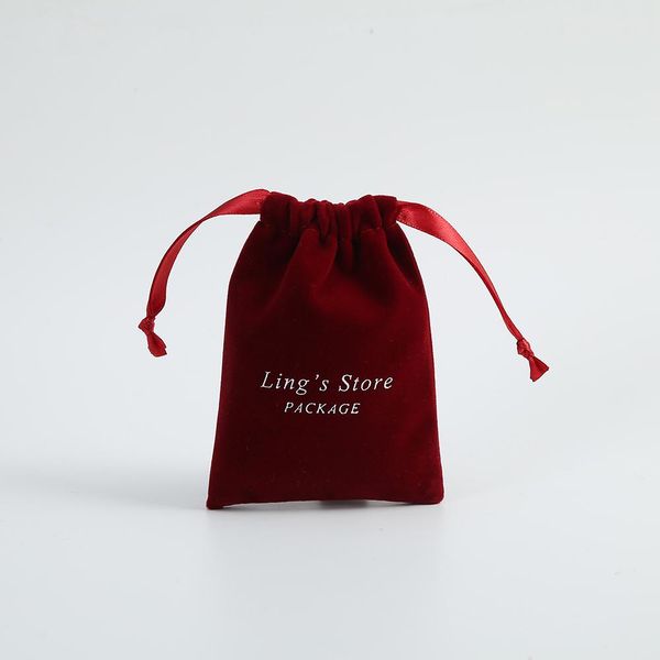 

anklets 50pcs velvet gift bags with ribbon 5x7cm 7x9cm jewelry organizer drawstring pouches custom name wedding favor candy bag, Red;blue
