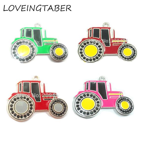 

necklaces ( choose color first ) 46mm*36mm 10pcs/lot farm vehicle rhinestone pendants for chunky necklace, Silver