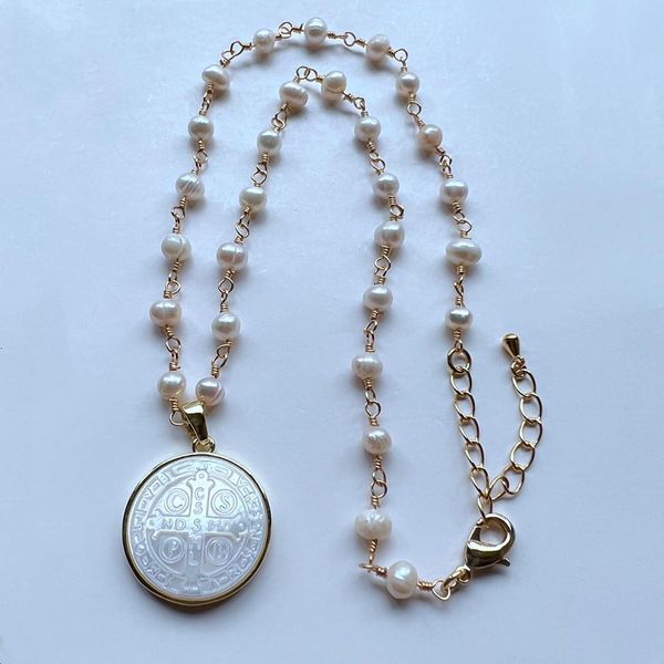 

necklaces promotion 21mm natural freshwater pearl cross san benito mother pearl necklace cross mother pearl necklace for women gift, Silver