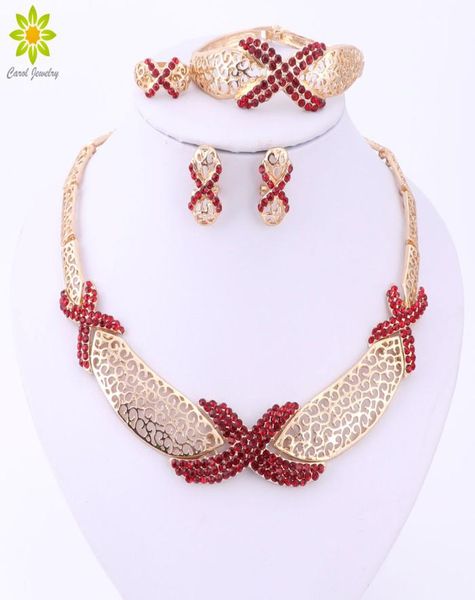 

african beads jewelry sets crystal necklace earrings bracelet ring set goldsilver plated fashion jewelry set for women party3326785, Slivery;golden