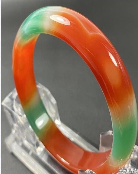 

5662mm natural multicolor chalcedony jade handmade jade bracelet1622673, Black