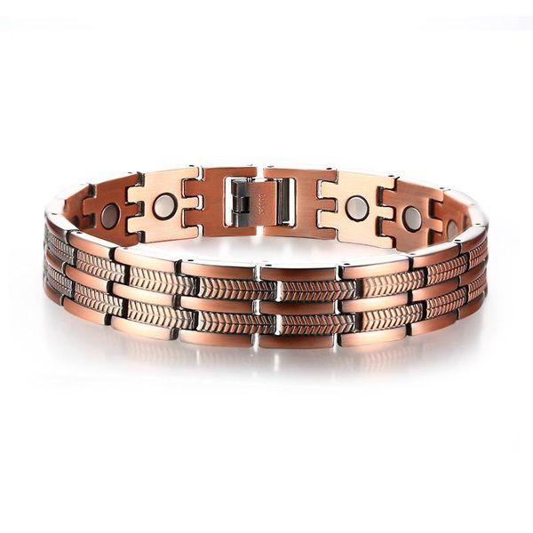 

bangle elegant pure copper therapy bracelets mens pain relief for arthritis and carpal tunnel adjustable bangle bileklik erkek, Black