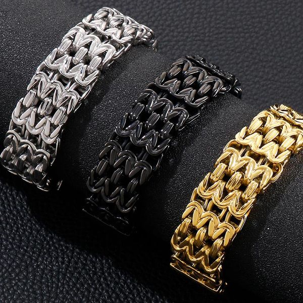 

bangle black gold plated man bracelet 316l stainless steel double row v chain men's hand wrist bracelets jewelry gifts for boyfriend