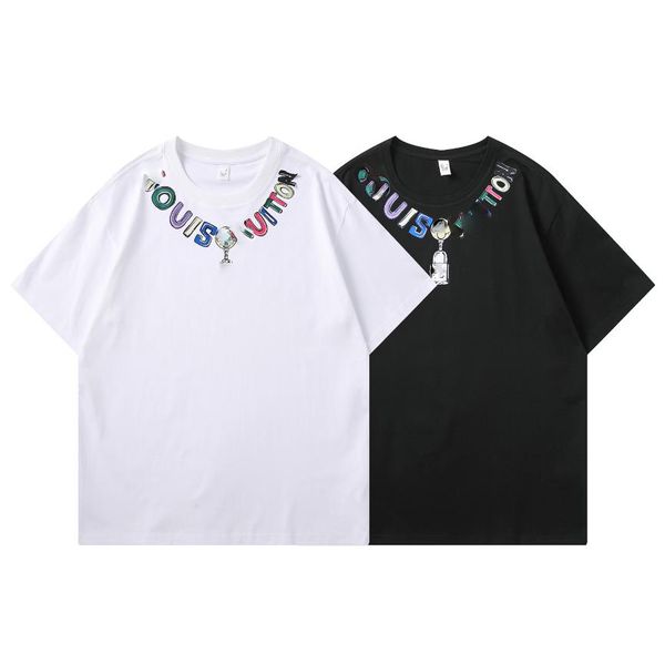 

mens t shirt letter womens cool pattern polos print short sleeve couples round neck tees s-3xl, White;black