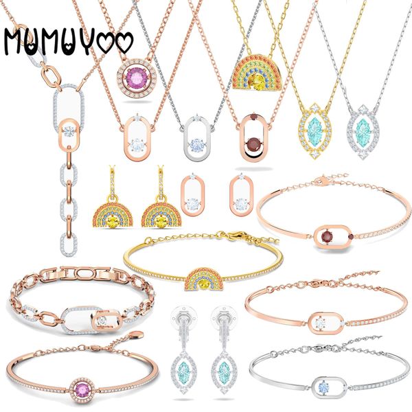 

necklaces swa necklace original 1 1 fashion jewelry sparkling dance accessories exquisite hollow rainbow necklace for women gift with, Silver