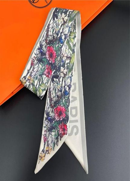 

scarves summer twill 100 silk scarf fashion women hair brand skinny bag design wrist towel foulard neckerchief headbandscarves6344340, Blue;gray