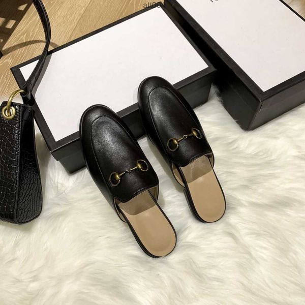 

designer women summer princetown lace velvet slippers mules loafers genuine leather flats with buckle bees snake pattern with box'&#039, Black