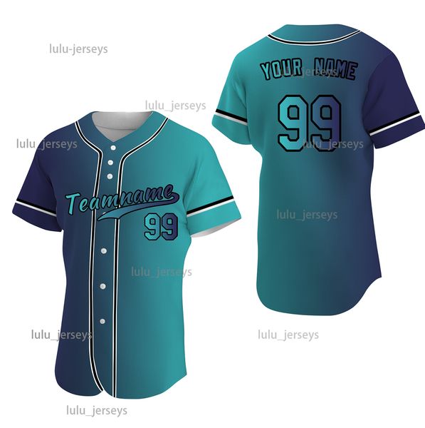 

new multi color gradient baseball customized jersey plus size purple shirts for youth plus size, Blue;black