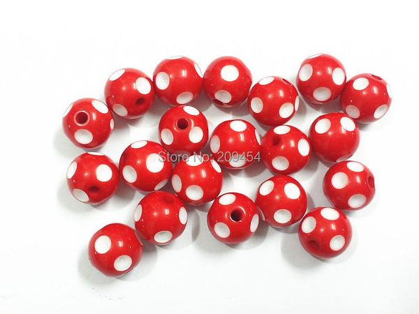 

crystal (choose size first) 12mm/14mm/16mm red polka dot beads