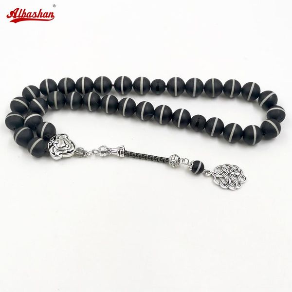 

bangle tasbih men natural black agate white lines muslim prayer beads misbaha rosary islamic eid gift turkish accessories bracelet