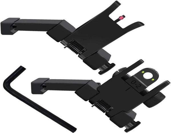 

45 degree flipup tactical hunting scopes fiber optics iron sights low profile front and rear sight with red green dots for picati3552268