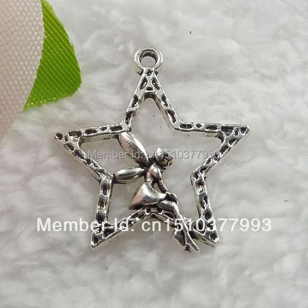 

other 184 pieces antique silver star angel charms 29x25mm #095