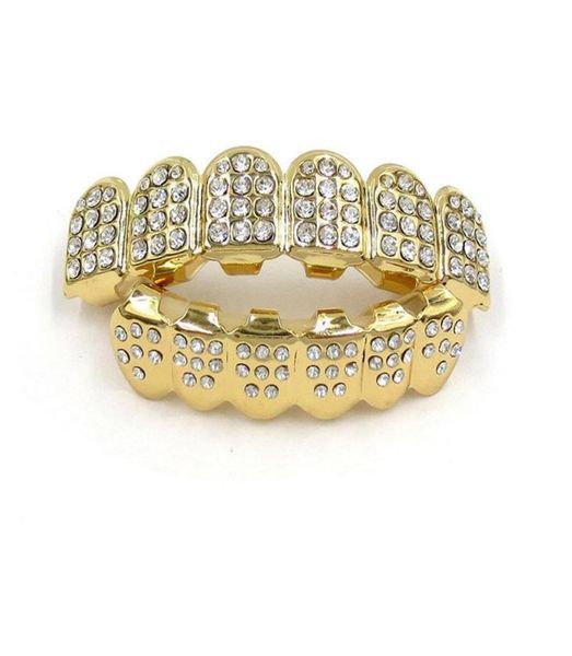 

gold color iced out teeth grin bottom bling men women jewelry new7406624, Black