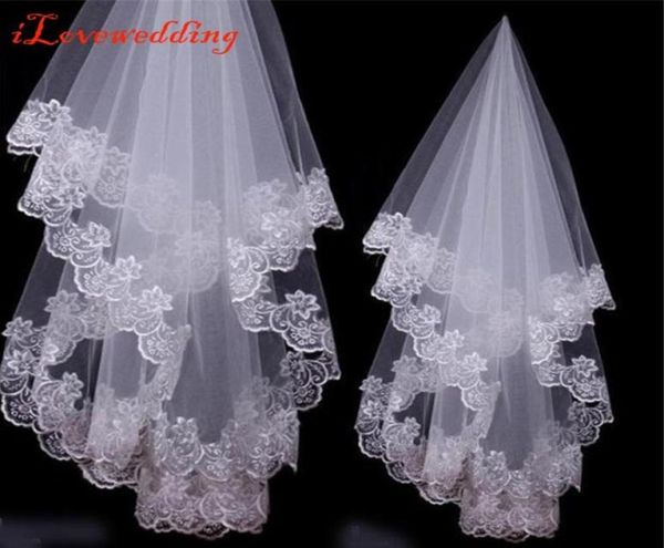 

whiteivory lace applique edge one layer 15 m long wedding veilbridal veilbridal accessories 537697, Black