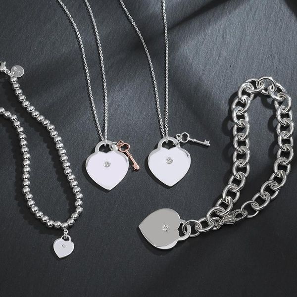 

necklaces 925 sterling silver love key necklace with diamonds fashion light luxury ring jewelry ladies gifts ing