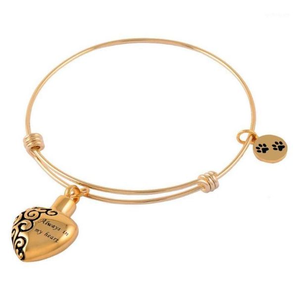 

bangle golden 60mm always in my heart charm bracelet pet urn pendant for ashes cremation bracelet14023855, Black