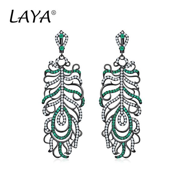 

knot laya 925 sterling silver fashion unique design leaves zircon drop earrings for women wedding gift elegant jewelry