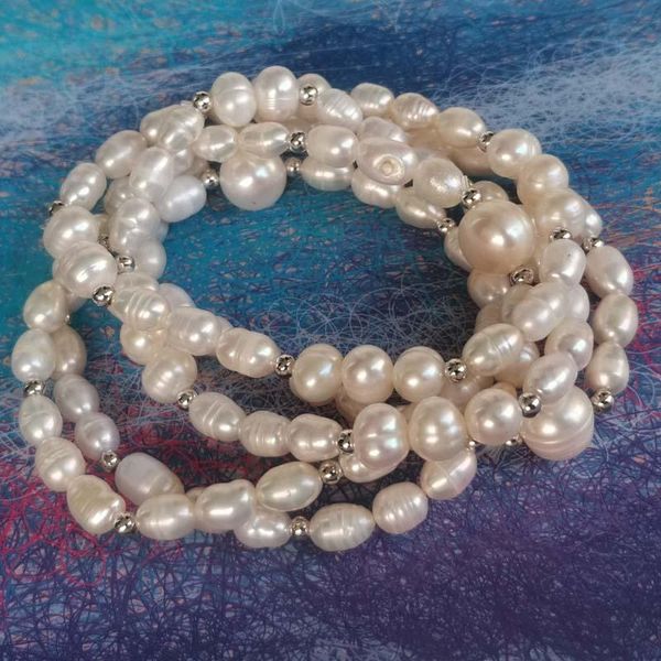

bangle new lots 20 strands 59mm genuine pearl bracelets elastic style, Black