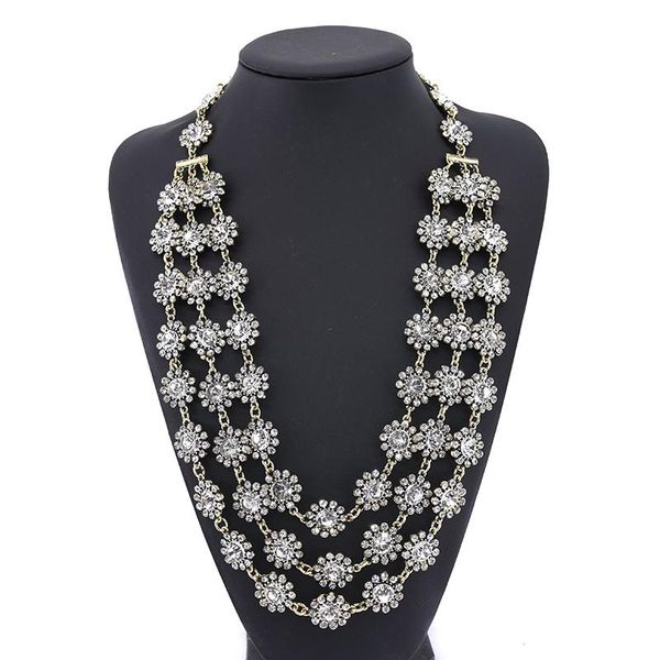 

necklaces 2022 new fashion multilayer crystal vintage maxi choker necklace women indian ethnic statement chunky big choker necklace jewelr, Silver