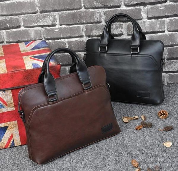 

business office briefcase men brand leather tote computer lapbag male vintage handbag leisure large shoulder bags brown 2207123837473