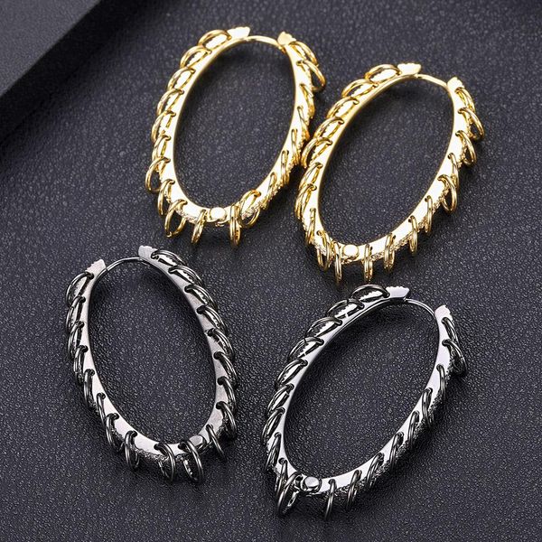 

huggie janekelly geometricwer punk hoop earring for women accessories hiphop rock earrings jewelry pendientes mujer moda, Golden;silver