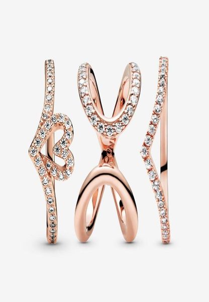 

100 925 sterling silver lots of love and sparkle stacking ring set for women wedding rings fashion jewelry accessories3837454, Slivery;golden