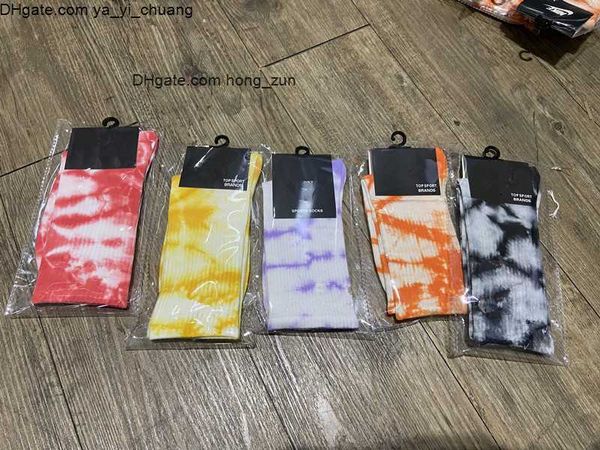 

tie dye crew printing socks street-style printed cotton long socks for men women high socks, Black