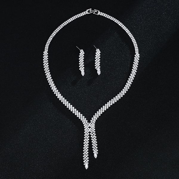 

necklace emmaya elegant cubic zircon necklace and earring wedding party for lover anniversary gift fashion statement fancy gift, Silver