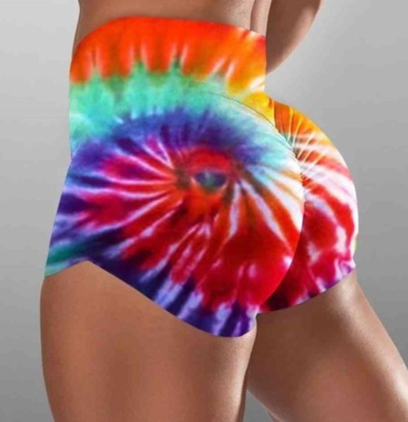 

women039s high waist yoga shorts tie dye fitness hip mini biker summer tiktok sports short leggings tiedyed color ladies g8709969, White