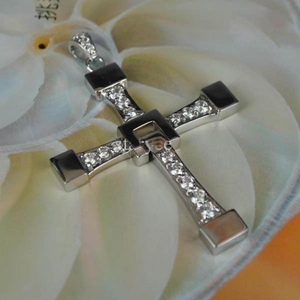 

necklaces fast and furious vin dominic toretto's cross pendant necklace titanium steel costume jewellery, Silver