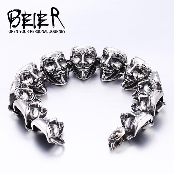 

bangle beier 316l stainless steel bracelet punk skull bracelet for biker man unique fashion boy's jewelry llbc8014, Black