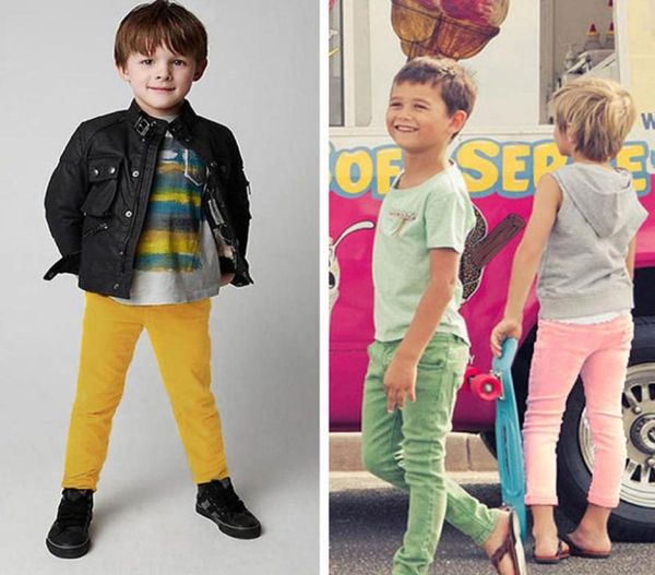 

kids wild stretch pants solid color mid waist girl elastic trousers tight boy infant bottoms trousers 481303704, Blue