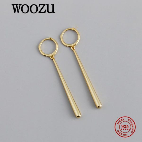 

knot woozu genuine 925 sterling silver punk minimalist long geometric drop earrings for women bohemian european style jewelry gift