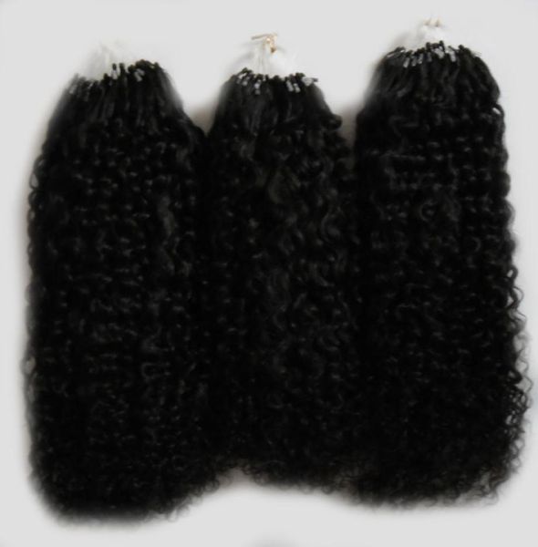 

afro kinky curly hair micro loop human hair extensions 300g 1gs 300s natural micro link hair extensions human2807555, Black