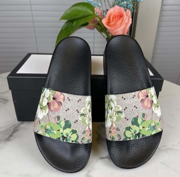 

designer men women sandals tiger snake print slide summer wide flat slipper size 35-45, Black