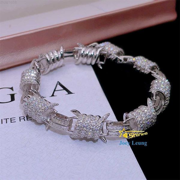 

fine jewelry hip hop 925 silver moissanite diamond cluster iced out cuban link bracelet necklace for men