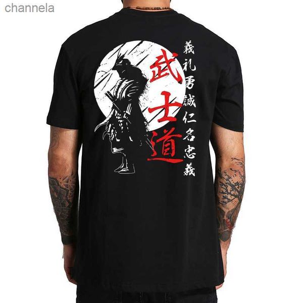 

men's t-shirts japan samurai spirit t shirts japanese style back print eu size 100% cotton t-shirt bushido male gifts tee, White;black