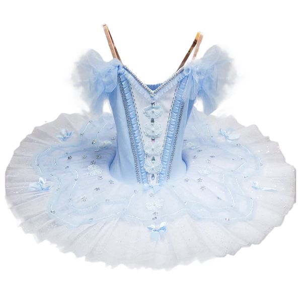 

dancewear blue swan lake ballet tutu skirt professional belly dance costume blue velvet girls ballerina dress kids 230520