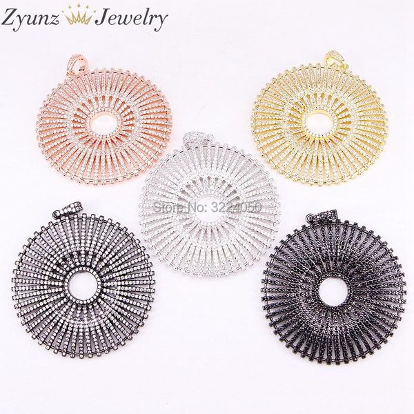 

other 5pcs micro pave cz big round flower copper pendants femme jewelry