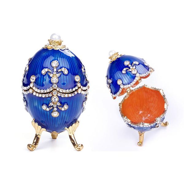 

boxes enamel painted color novel pendant jewelry box trinket box alloy crystal drill faberge egg necklace jewellery organizer, Black;white
