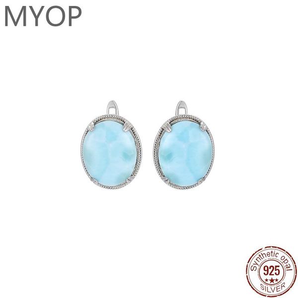 

knot 2021 simple fashion geometric round charm 925 sterling silver jewelry gift classic natural precious larimar earrings for women