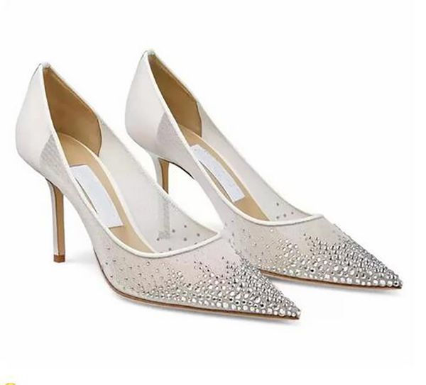 

summer brand mesh crystal embellishments love stiletto heel sandals shoes leather designer party high heels evening dress lady gladiator san, Black