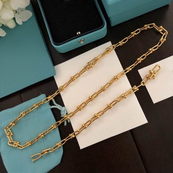 

2023 lovely cute pendant necklaces thick gold stainless steel balls joint chain luxury designer women necklace with dust bag and box, Silver