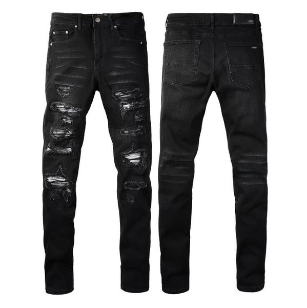 

mens designer jeans distressed slim pants ripped biker motorcycle denim for men fashion luxury jean mans pants embroidery patchwork, Blue