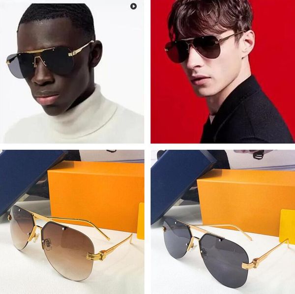 

new vintage sunglasses designer men luxury house's iconic s-lock hinges temple glasses z1261 engraved metal square wiemen double bridge, White;black